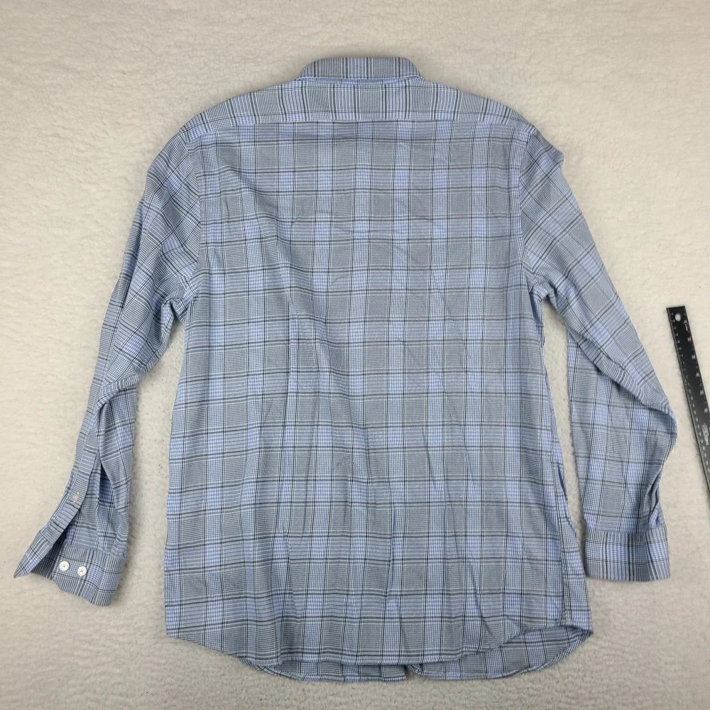 Banana‎ Republic Shirt Mens XL Blue Plaid Slim Fit Wrinkle Resistant Button Up